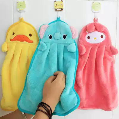 Cartoon super absorbent hand towel custom kitchen hanging super soft hand towel Super soft coral velvet cartoon can hang face towel