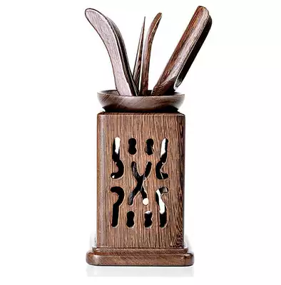 Chicken wing wood tea ceremony six gentlemen solid wood Kung Fu tea set Tea tray Tea ceremony zero with tea ceremony six-piece tea needle