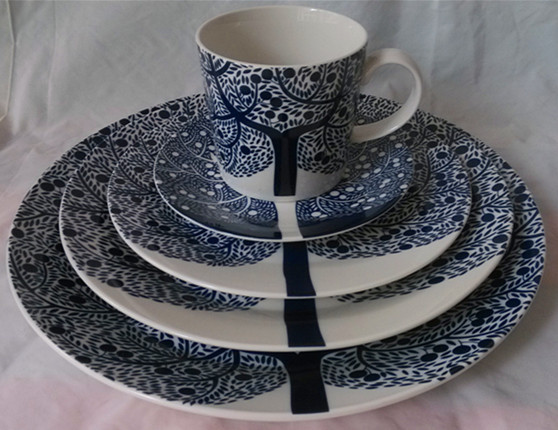 British Royal Porcelain Life Tree Western Food Plate Export Ceramic Fruit Plate Creative Bowls and Plates