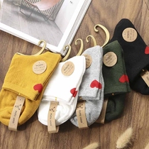 Korean version of girl heart solid color socks long and short winter womens socks Womens sweat-absorbing deodorant pure cotton socks medium tube socks