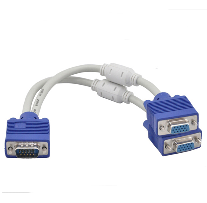 Computer film 10% 2 VGA transfer line realized double screen screen display frequency division line 1 revolution 2 mother double screen synchronisation