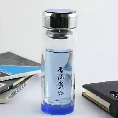 Customized double-layer promotional gifts office glass printed text logo new portable business insulation