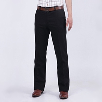 Autumn and winter elastic thick micro-flared pants mens Korean version slim casual trousers hanging free ironing thickened straight trousers tide