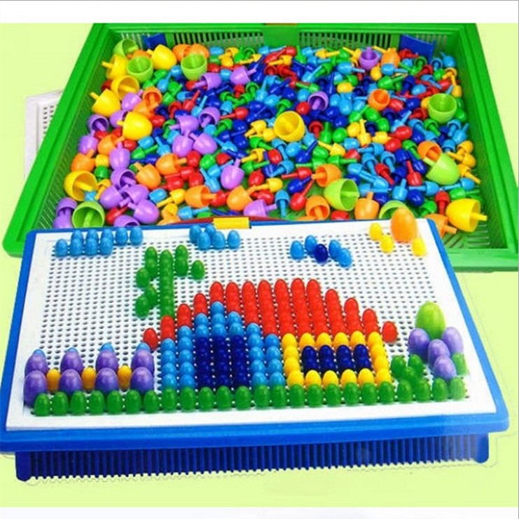 Children's Puzzle Force Toy Mushroom Nail Combined Patchboard Toy Mushroom Bum Box Fit Puzzle 386g