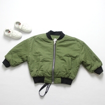 Two sides wearing winter style children boy scouts green baseball cotton clothing cotton jersey bat sleeve pure cotton jacket cardiovert jacket