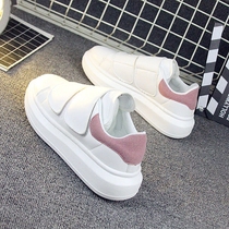 2021 Joker Velcro small white shoes thick soled womens shoes Leisure Sports single shoes White student board shoes Korean version