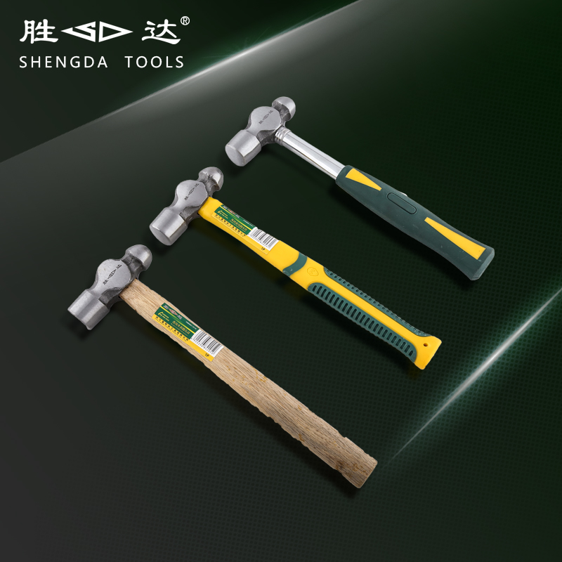 Shengda Qinggang wooden handle round head hammer iron handle round head hammer two-color rubber handle round head hammer installation iron hammer decoration tool