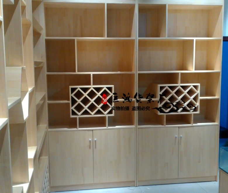 Wooden red wine display cabinet solid wood liquor storage shelf display cabinet new Duobaoge Zhongdao size can be customized