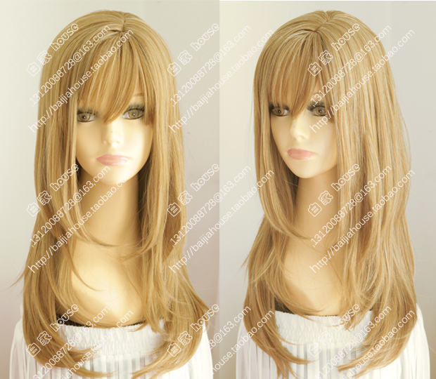 European and American Wigs, Mixed Blonde, Linen Gold, Slightly Curly Long Hair with Inward Curls, Cute Girl Long Curly Hair, Fashionable Soft Girl Wig