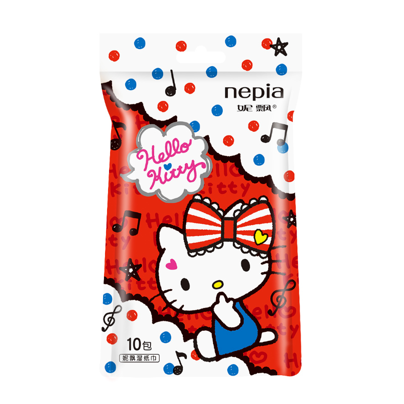 【天猫超市】妮飘湿纸巾/湿巾 Hello Kitty 无香型 独立10片 随机