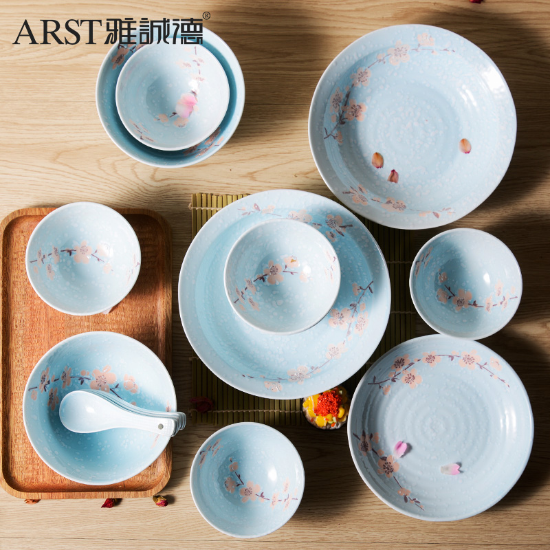 Ya cheng DE bowl under the glaze color Japanese ceramic bowl household tableware suit dishes dishes tableware millet rice bowl