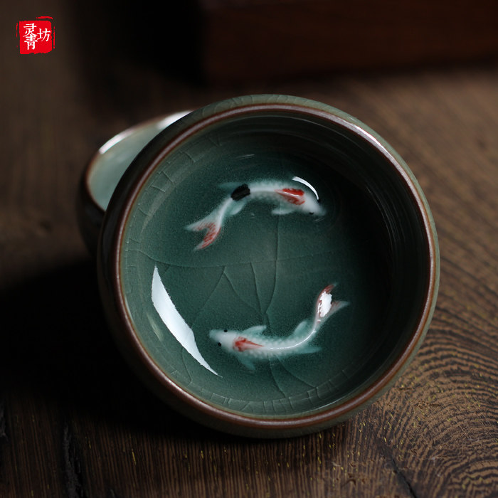 Ceramic cup Kung fu tea cup teacup teacup cup cup cup owner cup cup of small fish cup cup creative