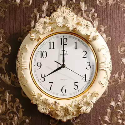 European-style living room mute wall clock large luxury luxury three-dimensional decorative watch personality creative ceramic wall pendant