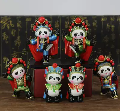 Genuine Sichuan opera face-changing panda doll ornaments painted ceramic study room table overseas gifts Sichuan Chengdu Memorial