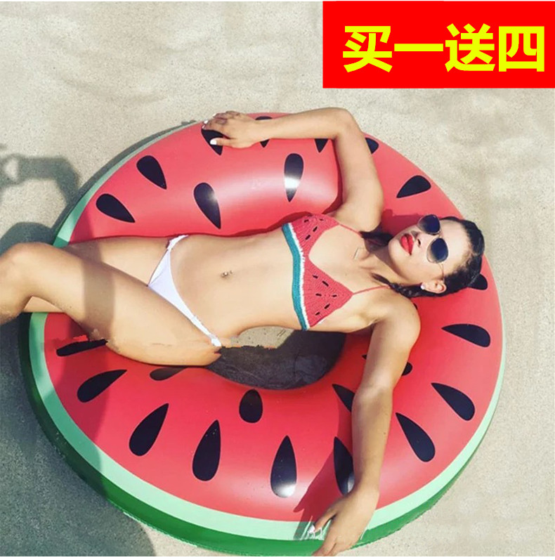 Large swimming ring watermelon ring adult male and female underarm collar inflatable floating ring to enlarge the swim ring to send the inflator