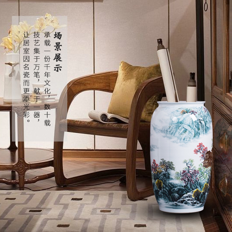 Jingdezhen ceramics famous master hand of large vases, mountain stream home sitting room adornment is placed