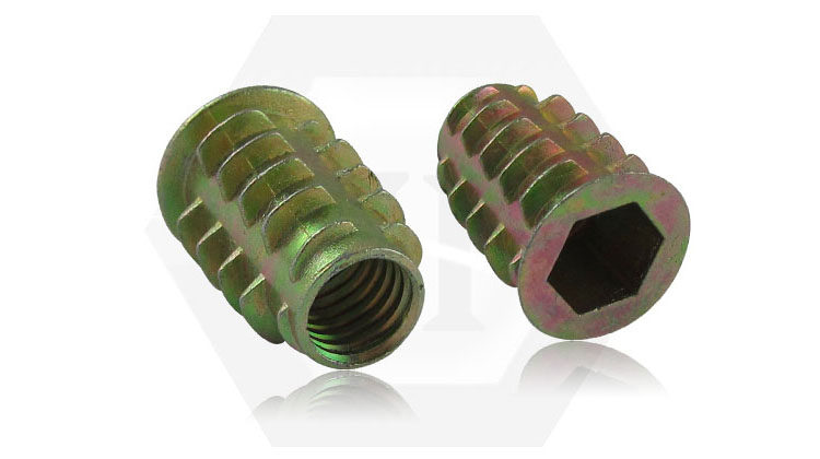 Iron inner and outer teeth nut with medium without medium T-type furniture embedded connector screw nut M8M10 leather bed screw