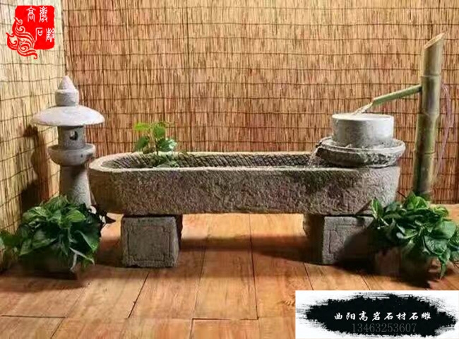 Reancient stone trough Bull Trough Recycling Old Stoneware Raised Flowers Fish wash basin Courtyard Water Landscape Pendulum with stone basin