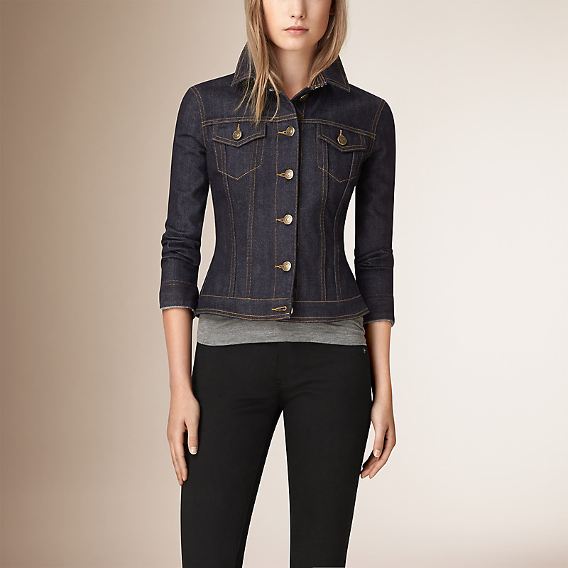 BURBERRY/博柏利宽摆收腰日本布边牛仔夹克 40046421