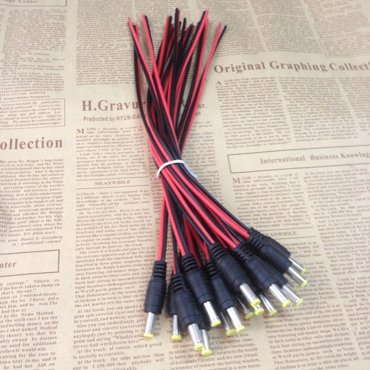 Pure copper core DC power cord surveillance camera power connector red and black 5 5*2 1 male wire set dchead