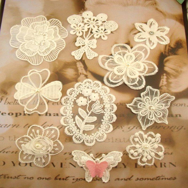 53 flower butterfly applid with flower cloth patch with tincloth patch embroidered web yarn Eugen yarn DIY lace small number of clothes
