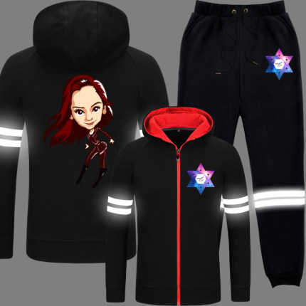 跑男baby同款六芒星薄卫衣卫裤大码青少年学