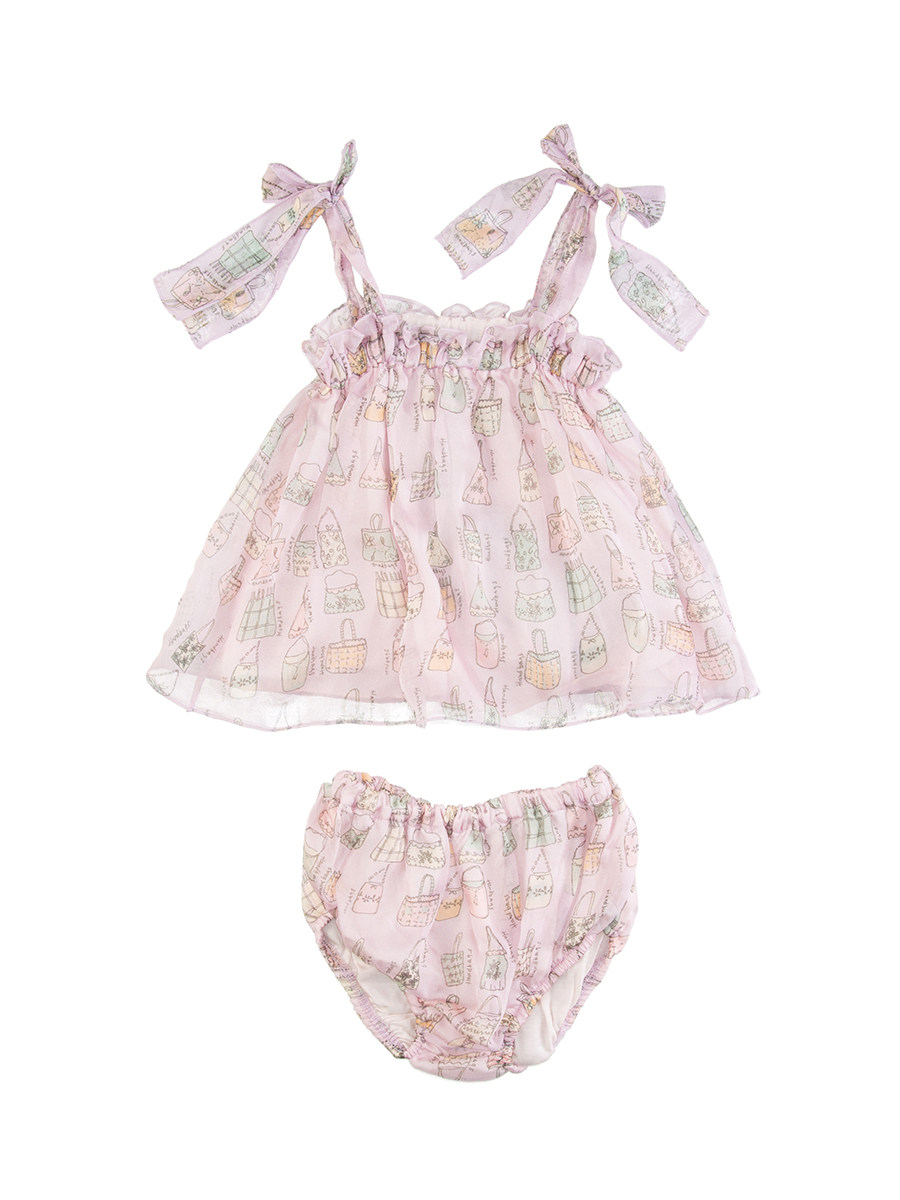 Dolce&Gabbana 粉色印花蝴蝶结无袖套装