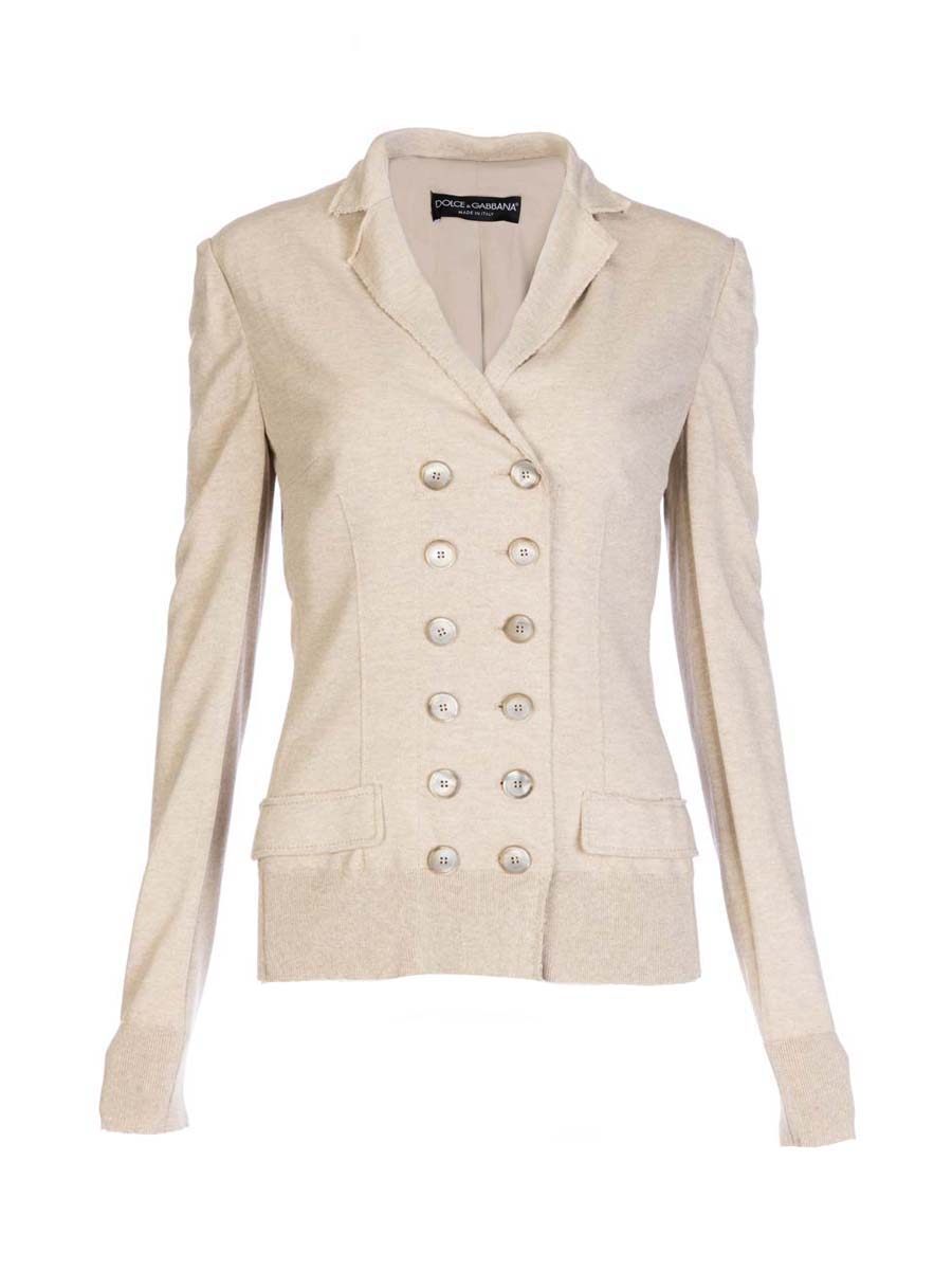 Dolce&Gabbana 米色平驳领双排扣长袖外套