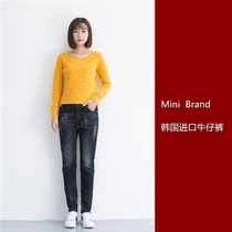 South Korea Mini Brand jeans mini new black medium high waist loose slightly collapsed small pants women Jeans