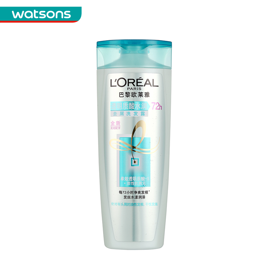 【屈臣氏】L OREAL 欧莱雅透明质酸水润去屑洗发露400ml 洗发水