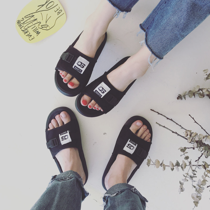 方少港风男装 夏季新款情侣平底拖鞋男女休闲百搭室外沙滩一字拖