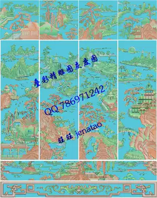 Shanshui top cabinet wardrobe set drawing computer engraving machine precision carving map grayscale relief drawing material file Wired