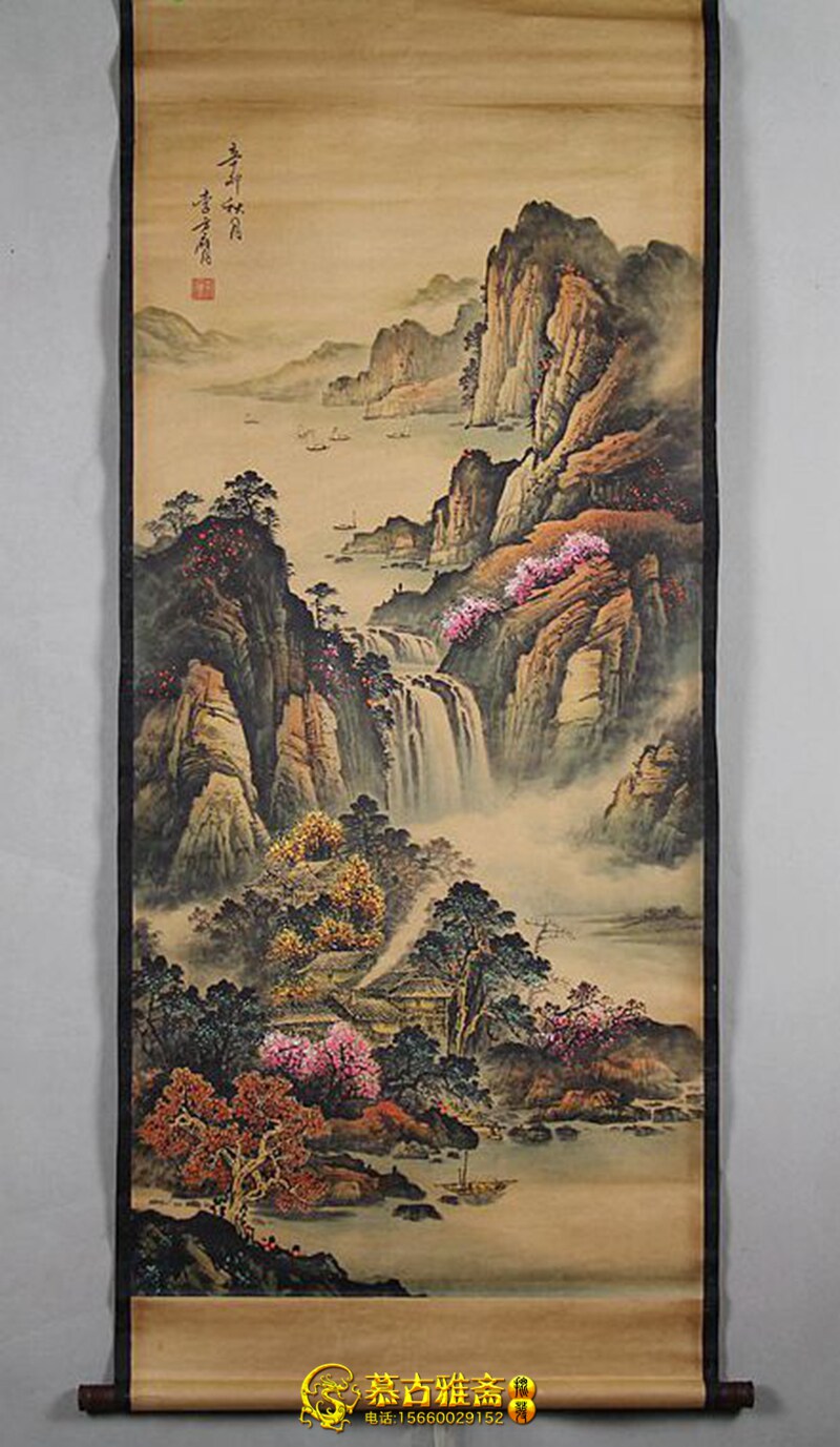 Imitation ancient Chinese painting ancient painting calligraphy Li Fang Eagle Mountain Water Painted Living Room Painted Living Room Decorative Painting has been framed