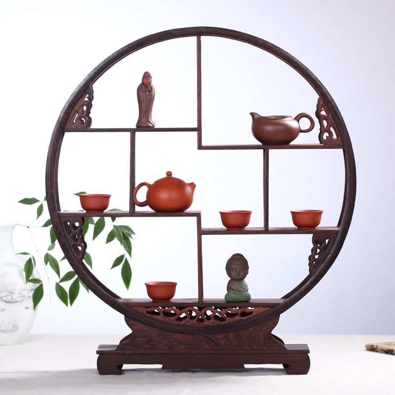 Haolinxuan Mahogany Chicken Wenge Round Bogu Rack Duobao Rack Antique Rack Diameter 40-60CM Tea Set Rack