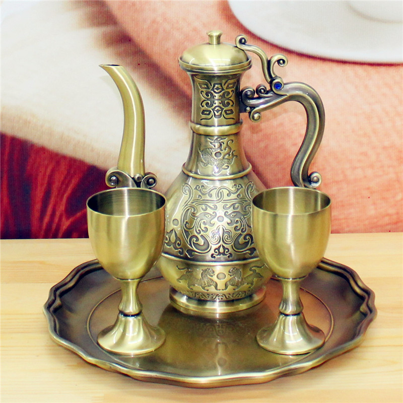 Indian Handicrafts Bronze Ware Copper Wine With High Gear Gift YT21 Manufacturer Direct