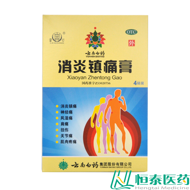 云南白药 雷公 消炎镇痛膏 4片/盒 神经痛风湿关节痛肩痛扭伤 YP