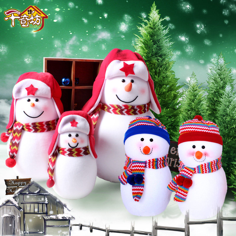 one thousand chifang Christmas decorations snowman dolls red blue hat Lei Feng's hat suede cloth mall shop window Snowman hawking pieces