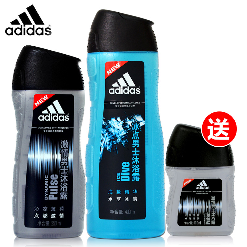 【送沐浴100ml】阿迪达斯男士冰点沐浴露400ml+激情沐浴露250ml