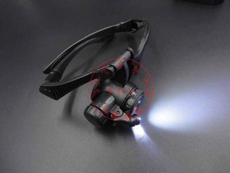 Head-mounted magnifying glass with lamp jewelry antique clock repair magnifying glass 10 times 15 times 20 HD 25 times