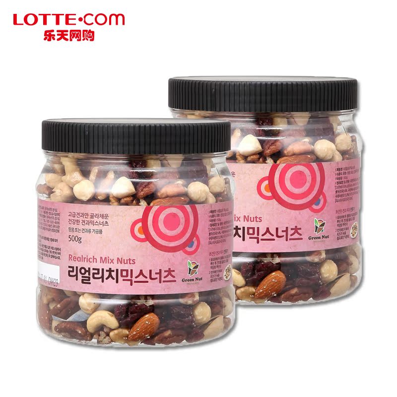 乐天网购Green Nut坚果组合装2瓶韩国休闲零食健康无添加1000g