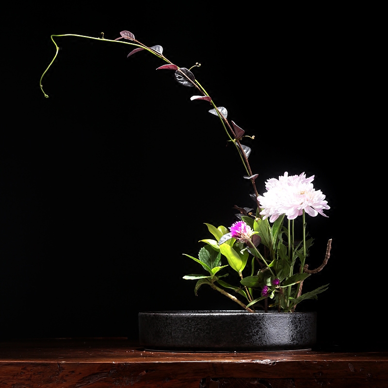 Flowerpot ceramic flower implement small flow flower arranging flowers zen mountain flower arranging plate of minimalist art flower pot creative Japanese sword