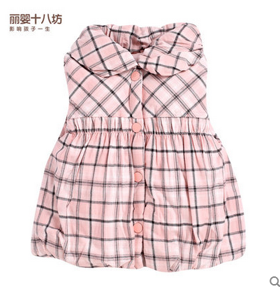 包邮丽婴十八坊冬款女童宝宝加厚马甲背心婴儿服装棉马夹6789-1
