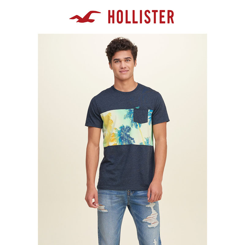 Hollister 碎花印花口袋 T 恤 男 117207