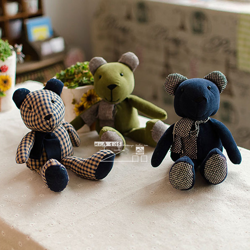 zakka photographic props handmade small bear cloth art doll pp cotton bear male wool suede toy home decoration goods