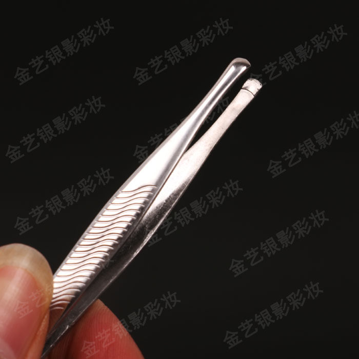 Professional makeup artist special Fang age eyebrow clip small round head eyebrow tweezers small tweezers stainless steel material