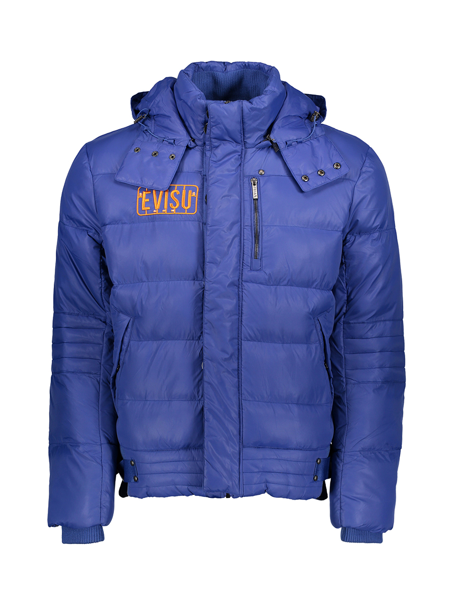 Evisu 宝蓝色绗缝线连帽饰外套