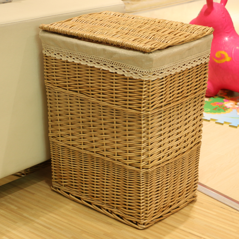 Wicker rattan laundry basket with cover square storage basket laundry basket clothes storage basket dirty clothes basket storage basket