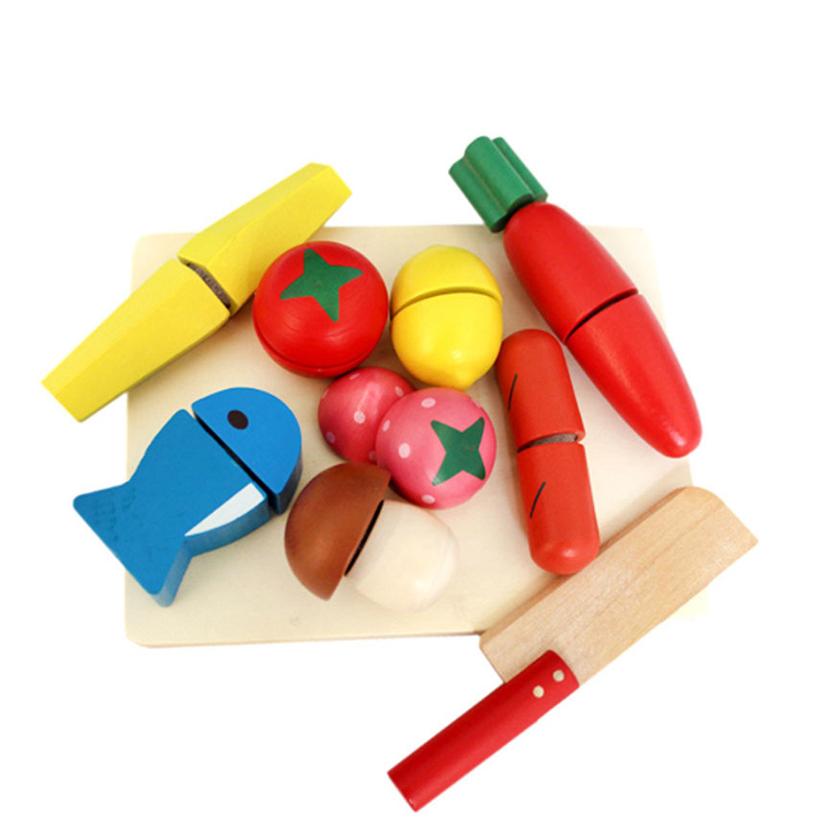 Children's cut fruit and vegetable toy baby wooden cut and cut music suit boy and girl puzzle simulation play house wine