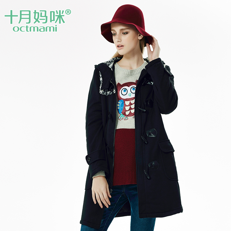 十月妈咪孕妇装冬装2015带帽秋冬休闲宽松大衣时尚韩版厚孕妇外套