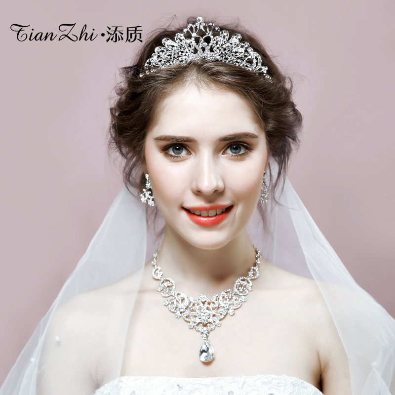 Usd 33 96 Add Quality Bridal Tiara Three Piece Korean Necklace Add Quality Bridal Tiara Three Piece Korean Necklace Earrings Crown Hair Accessories Wedding Dress